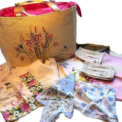 Andrea stuart two handled embroidered tote scarves & hankies