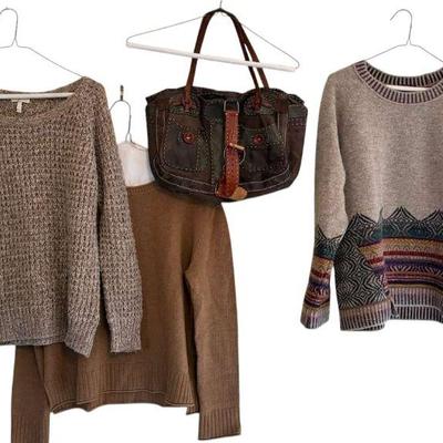 Leather handbag catherine andre sweater, women’s m