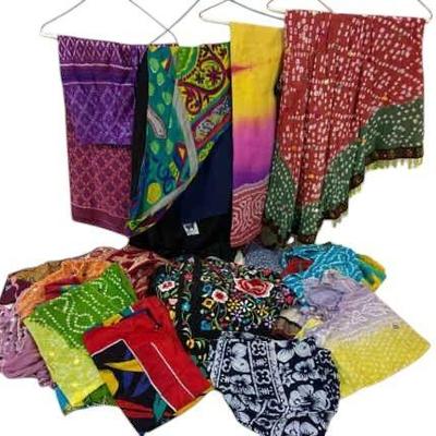 Silk and cotton pants scarves, sari