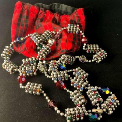 Embellished colored rhinestone ball chain statement necklace