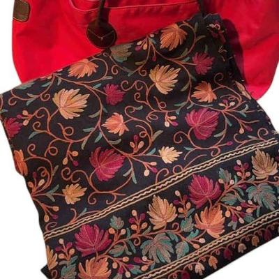Herve chapelier boat shaped tote bag wool shawl