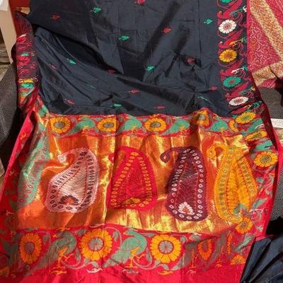 Indian silk saree possibly black paithani saree)
