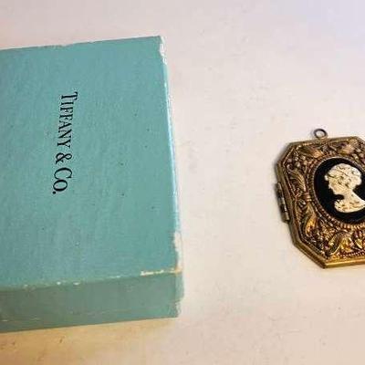 Antique BrassTop Cover Of Locket Pendant, Older Tiffany Box