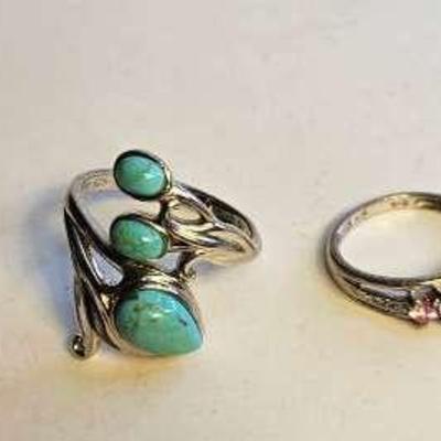 Sterling Silver Rings, Blue Stone Ring, Thailand 3 Blue Stone Ring, 3 Pink Stone Ring, Knotted Ring