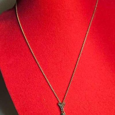 Vintage  Silver (825)Necklace With a Diamond & Sapphires