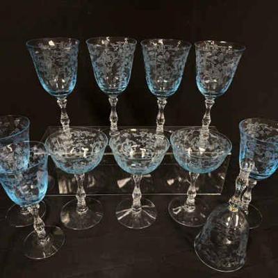 Navarre blue fostoria wine champagne