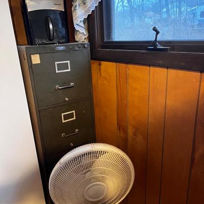 Four Drawer Metal Vertical Filing Cabinet + Fan + Paper Shredder