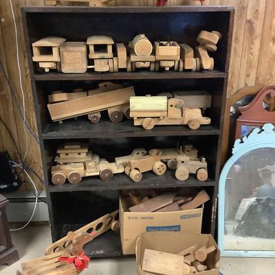 Vintage Handmade Wooden Toys Trucks And Planes 
