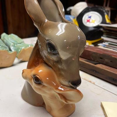 Ceramic Deer And Fawn Vase By Royal Coplay