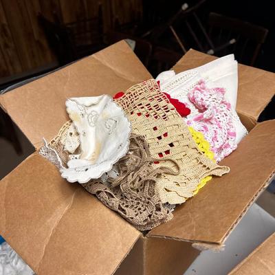 Full Box Of Colorful Crochet Doilies