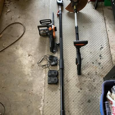 WORKX Chainsaw Corded, Chainsaw Extension, String trimmer Battery 