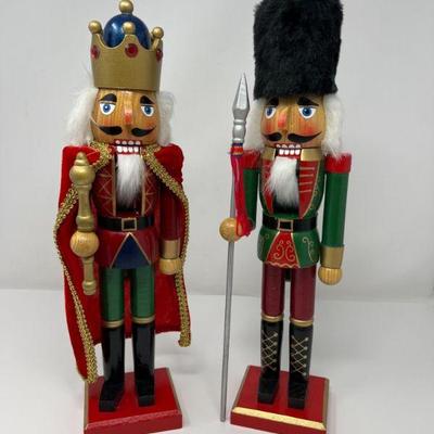 Two Wood King & Soldier Nutcrackers