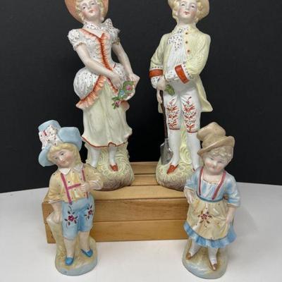 Early Century Bisque Man/Woman & Boy/Girl Figures