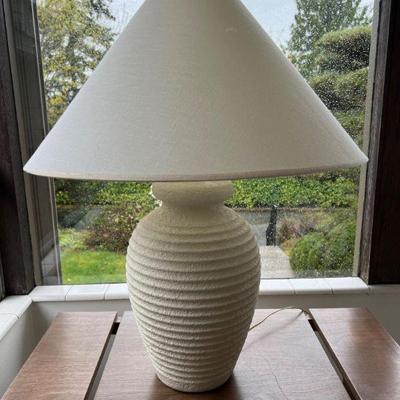1980s Ribbed Earthenpot Table Lamp