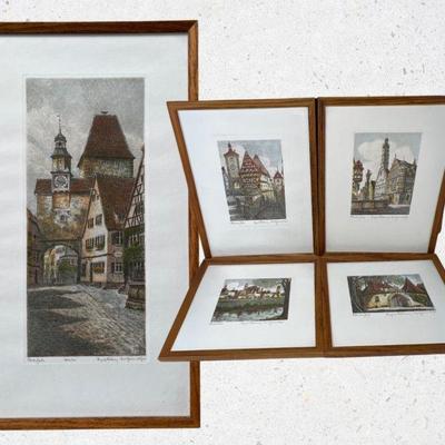 Five Rothenburg Colored Etchings - Geissendorfer