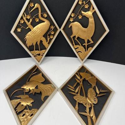 Quartet 3 D Metal Art in Diamond Shaped Frames