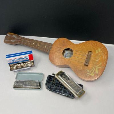 Supertone Ukulele & Trio of Harmonicas