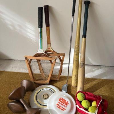 1970s Sports Equipment - Putter, Bats, Rackets, Weights