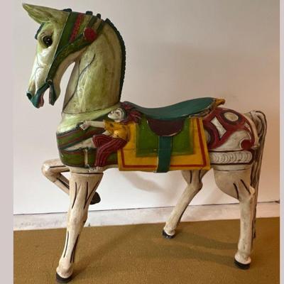 3 Antique Stationary Carved Carousel Horse