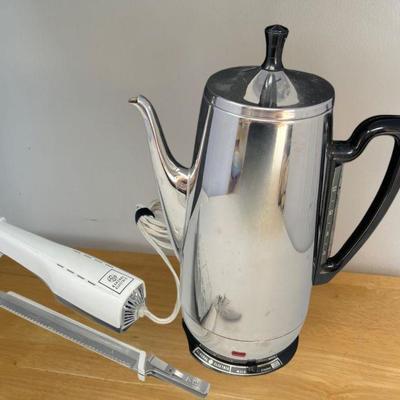 Vintage G.E. Coffee Percolator & Electric Knife - Working