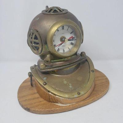 Vintage Copper & Brass Diver Desk Clock