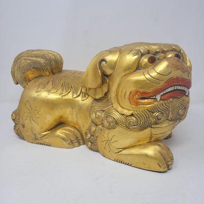 Carved Chinese GiltWood Foo Dog
