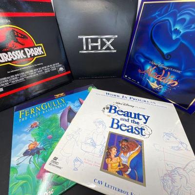 Five LaserDiscs - THX, Aladdin, Beauty and the Beast