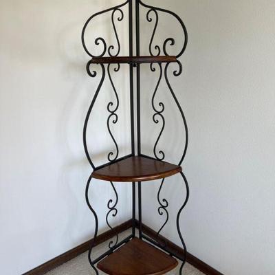 Corner Tiered Iron and Wood Rack