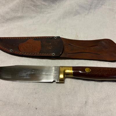 Vintage TOME Fixed Blade Knife With Leather Sheath