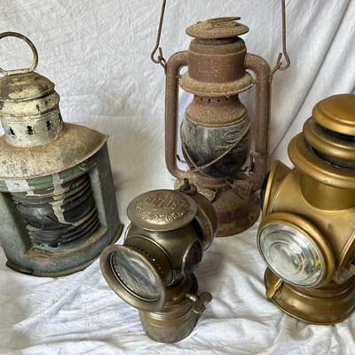 Group Of Nautical And Railroad Lanterns 
