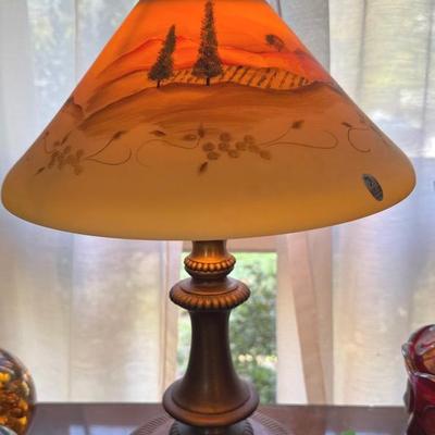 Fenton Connaussenr Collection Lamp And Painted Shade 