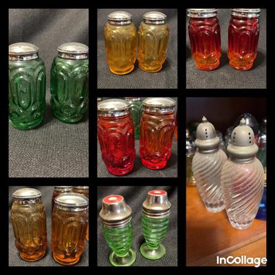 Colored Glass Large Size Salt & Pepper Shakers
