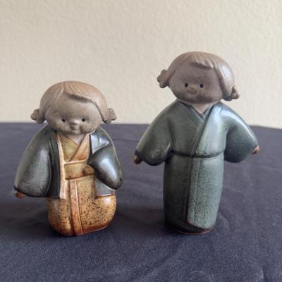 Vintage Hankyu Partially Glazed Japanese Figurines Art Pottery