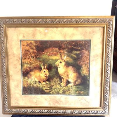 Framed "Rabbits in Autumn" Henry Carter Print