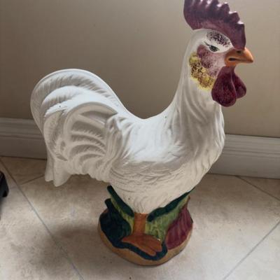 Vintage Three Hands Corp Large 17” Ceramic White Rooster Country Farmhouse