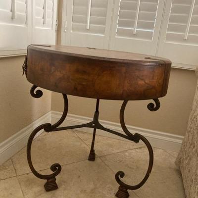 Vintage Old World Map Decorative Single-Drawer Accent Table