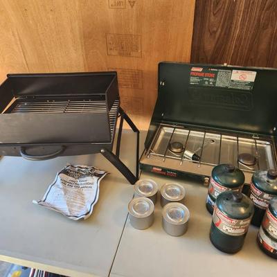 Camping - Coleman Propane Stove, Bayou Classic Charcoal Grill