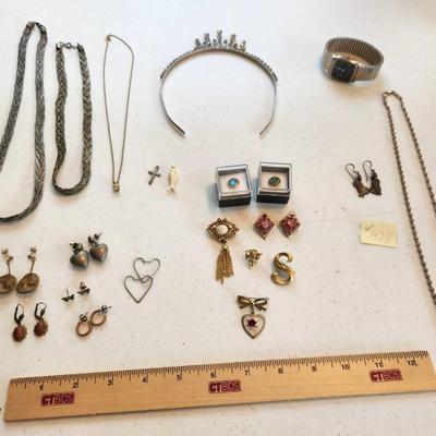 23pc Costume Jewelry & Sterling - Citizen Watch, Sterling Cat Earrings & Necklace