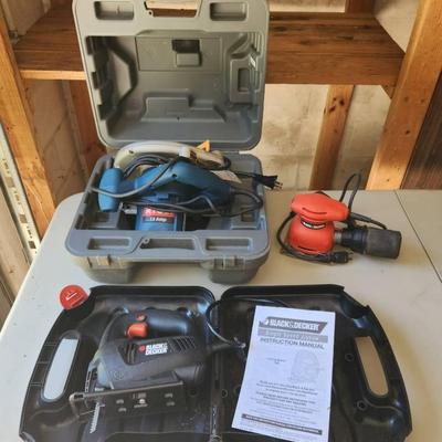 Electric Tools - Ryobi Circular Saw, Black&Decker Single Speed Jigsaw, Sander