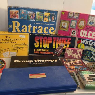 Vintage Lot Of Games - 1973 Monopoly, Stop The Thief, Ratrace, Ulcers, Chinese Checkers & More 