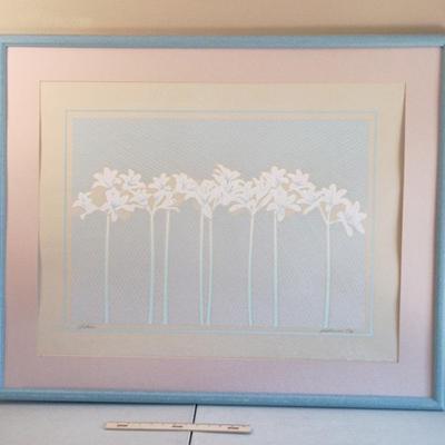 Large 41x34 'Lilies' Print, Signed Katherine Cox