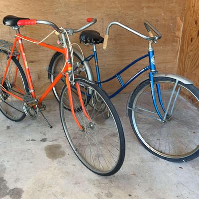 2 Vintage Bicycles - Delromi & Sears + Hand Pump