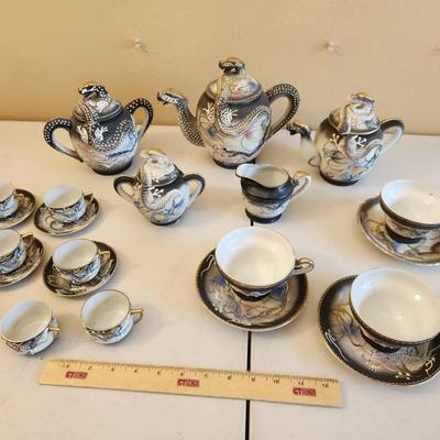 21pc Vintage Japanese Moriage Dragon Ware Tea Set