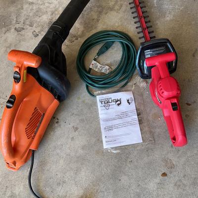 Hyper Tough Hedge Trimmer, Black & Decker Blower & Extension Cord 