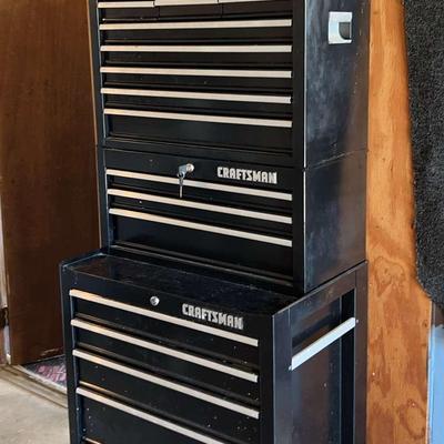 Craftsman 3 Piece Rolling Tool Box Set 17 Drawers Total 26x66x18 - Full Of Tools