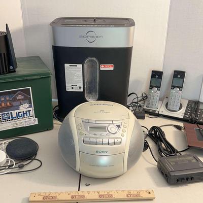 Sony CD/Cassette Player, Light Flurries Xmas, Bonsen Shredder, AT&T Phone+++