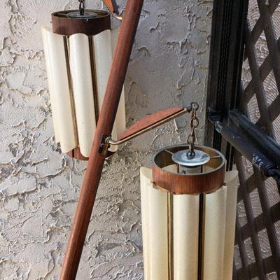 Mid-century 2 Light Tension Pole Lamp, 94 Total Inches