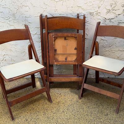 4 vintage Fruitwood? Folding Wooden Chairs 