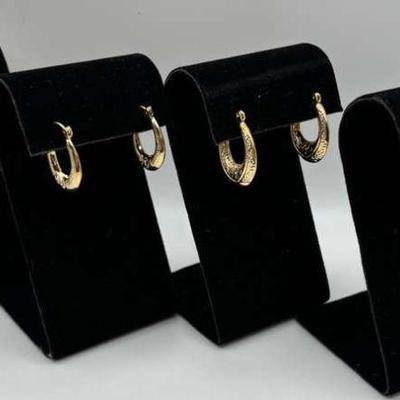Gold plated hoop earrings set 4 pairs)