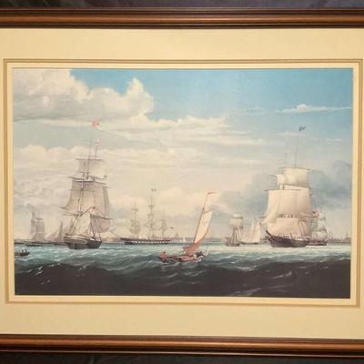 Framed maritime scene print